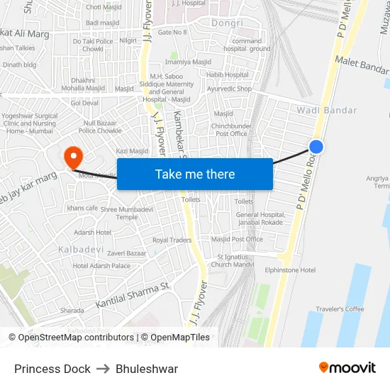 Princess Dock to Bhuleshwar map