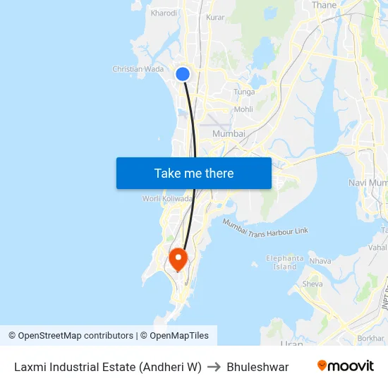 Laxmi Industrial Estate (Andheri W) to Bhuleshwar map