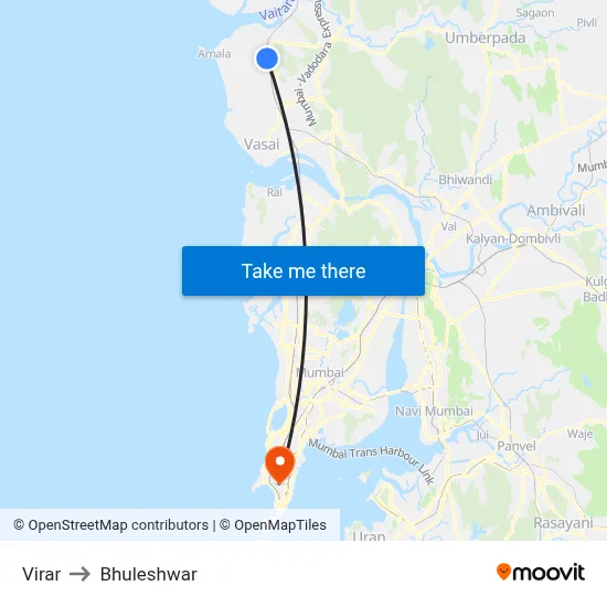 Virar to Bhuleshwar map