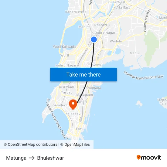 Matunga to Bhuleshwar map