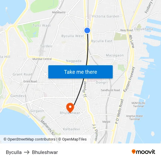 Byculla to Bhuleshwar map