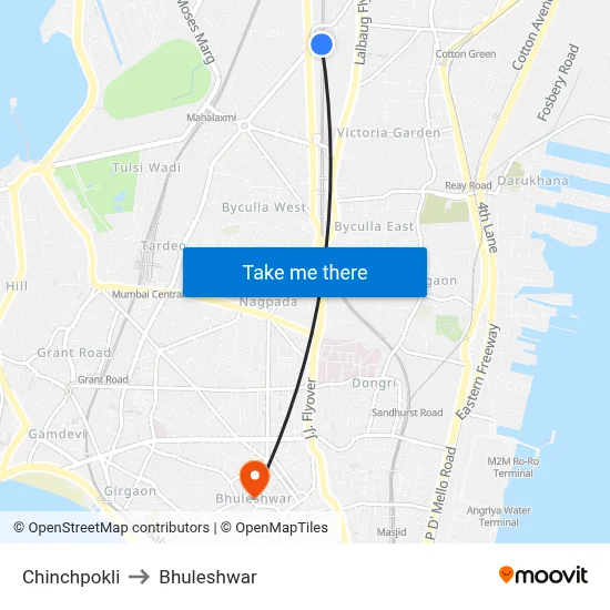 Chinchpokli to Bhuleshwar map
