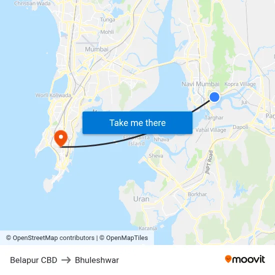 Belapur CBD to Bhuleshwar map