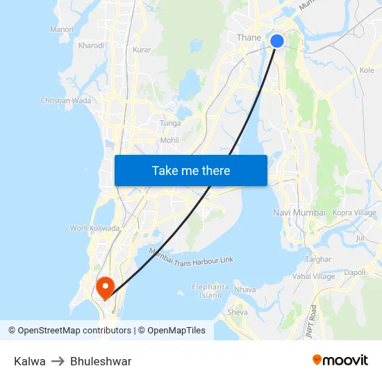 Kalwa to Bhuleshwar map