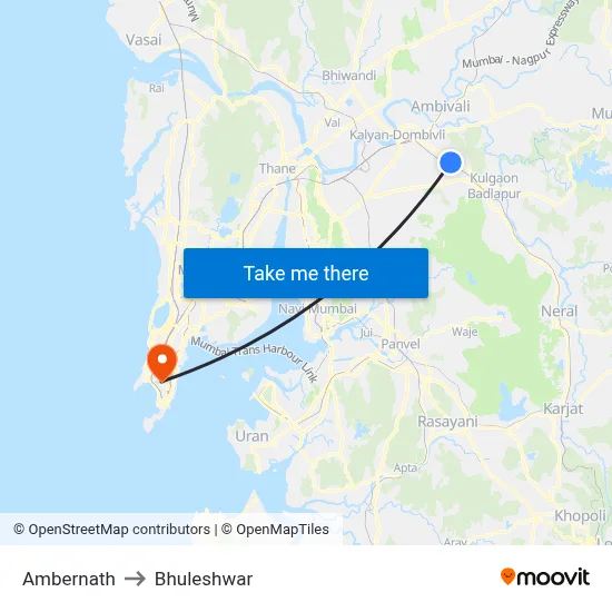 Ambernath to Bhuleshwar map