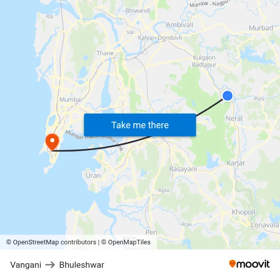 Vangani to Bhuleshwar map