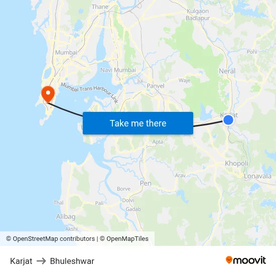 Karjat to Bhuleshwar map