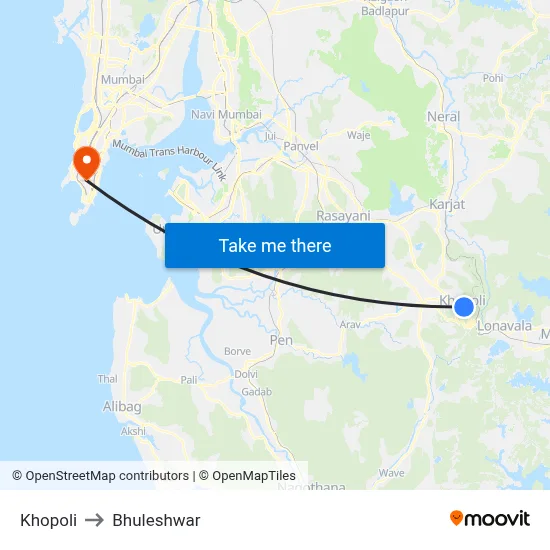 Khopoli to Bhuleshwar map