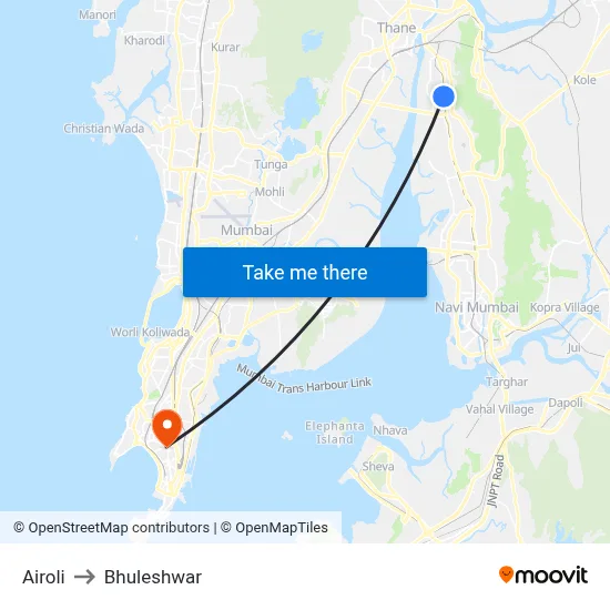 Airoli to Bhuleshwar map