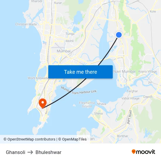 Ghansoli to Bhuleshwar map