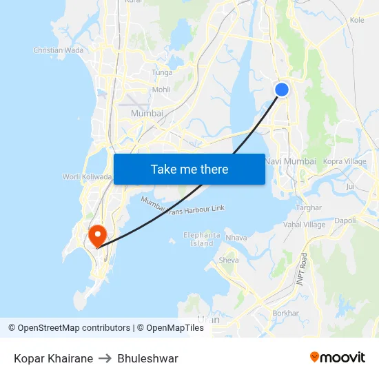 Kopar Khairane to Bhuleshwar map