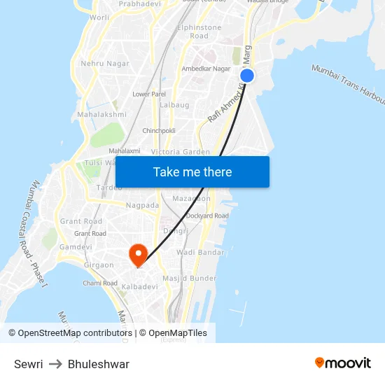 Sewri to Bhuleshwar map
