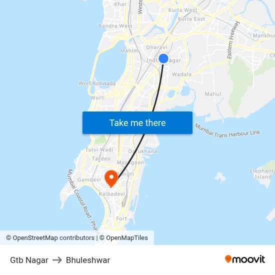 Gtb Nagar to Bhuleshwar map