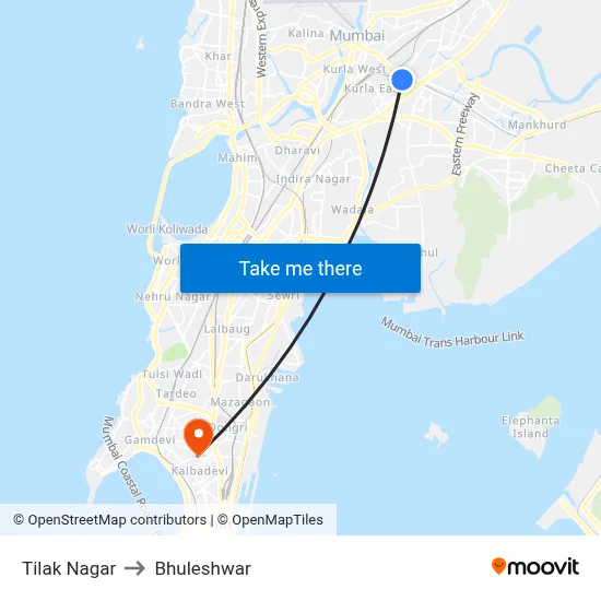 Tilak Nagar to Bhuleshwar map