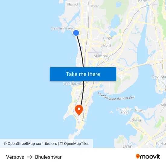 Versova to Bhuleshwar map