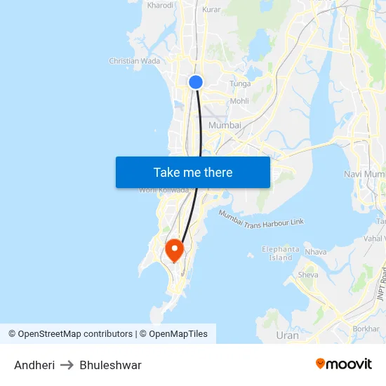 Andheri to Bhuleshwar map