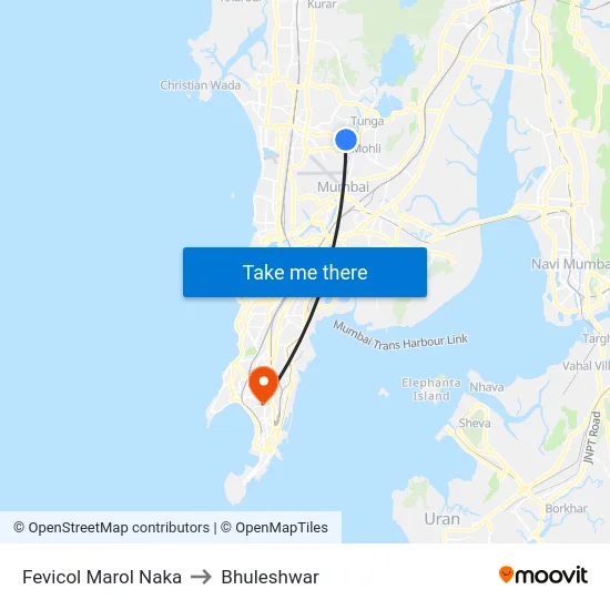 Fevicol Marol Naka to Bhuleshwar map