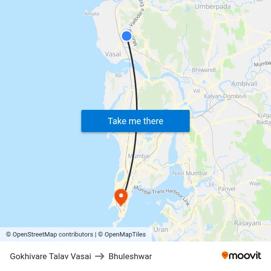 Gokhivare Talav Vasai to Bhuleshwar map
