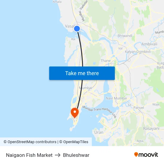 Naigaon Fish Market to Bhuleshwar map