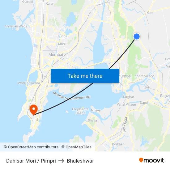 Dahisar Mori / Pimpri to Bhuleshwar map