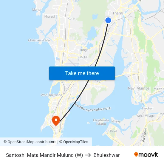 Santoshi Mata Mandir Mulund (W) to Bhuleshwar map