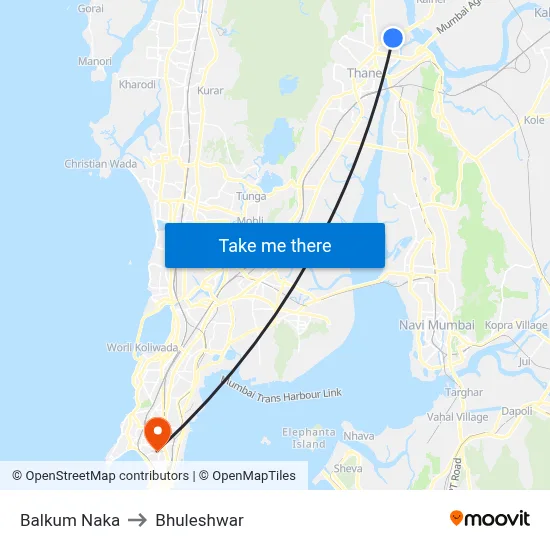 Balkum Naka to Bhuleshwar map