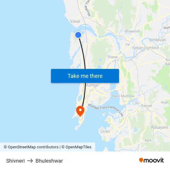 Shivneri to Bhuleshwar map