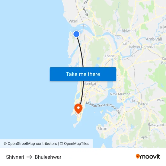 Shivneri to Bhuleshwar map