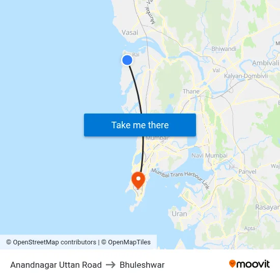 Anandnagar Uttan Road to Bhuleshwar map