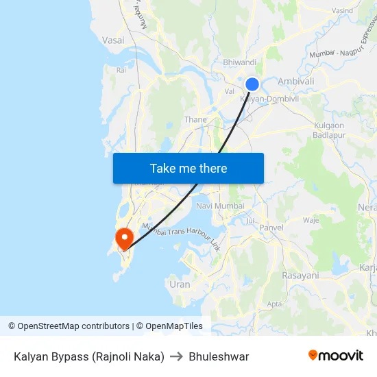 Kalyan Bypass (Rajnoli Naka) to Bhuleshwar map