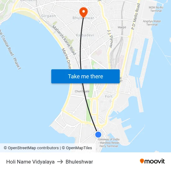 Holi Name Vidyalaya to Bhuleshwar map