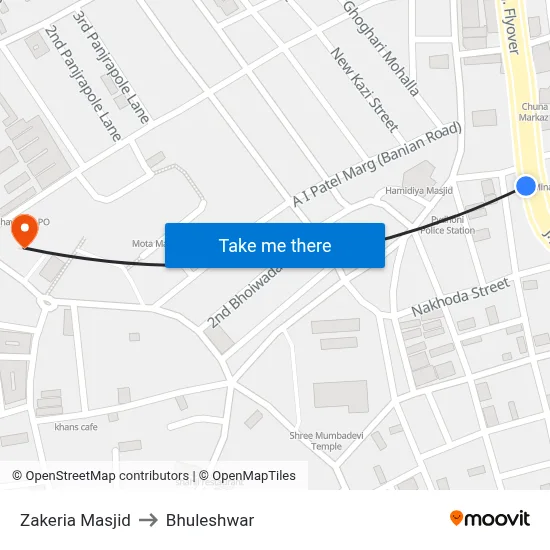 Zakeria Masjid to Bhuleshwar map