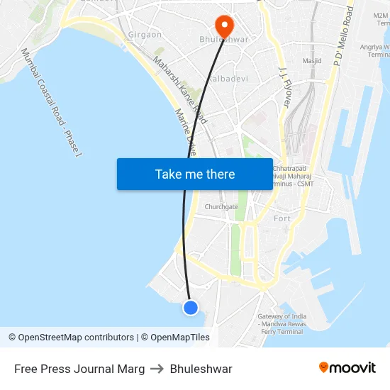 Free Press Journal Marg to Bhuleshwar map