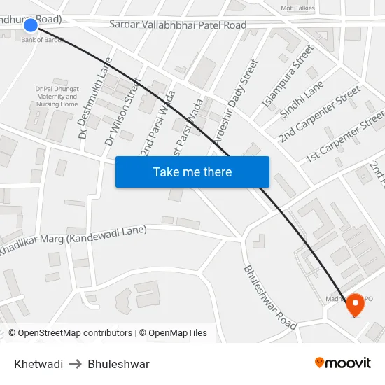 Khetwadi to Bhuleshwar map