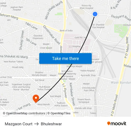 Mazgaon Court to Bhuleshwar map