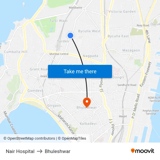 Nair Hospital to Bhuleshwar map
