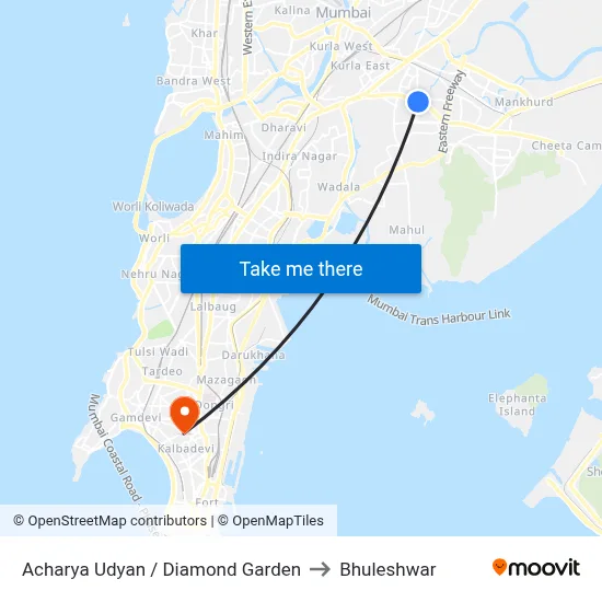 Acharya Udyan / Diamond Garden to Bhuleshwar map
