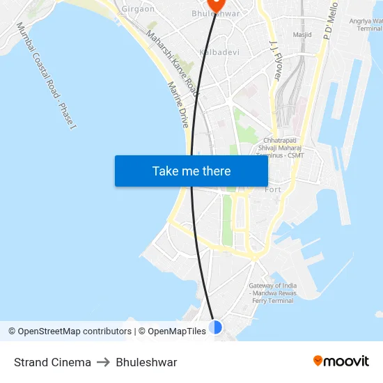 Strand Cinema to Bhuleshwar map