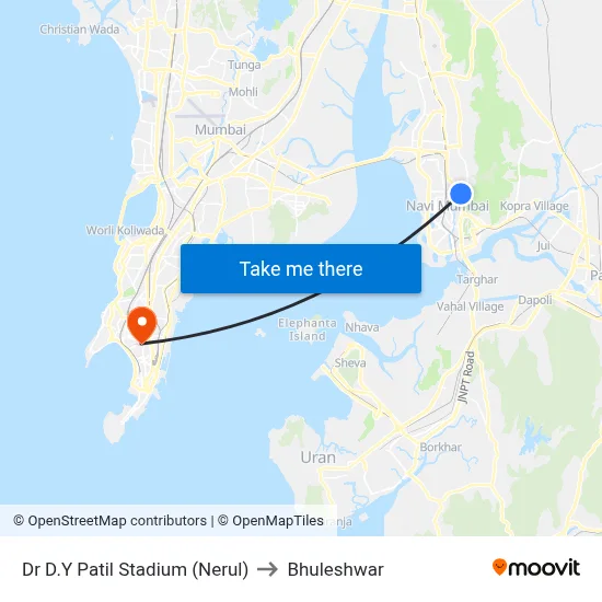Dr D.Y Patil Stadium (Nerul) to Bhuleshwar map