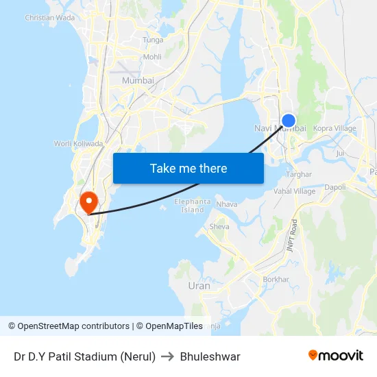 Dr D.Y Patil Stadium (Nerul) to Bhuleshwar map
