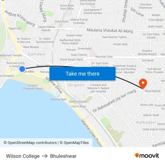 Wilson College to Bhuleshwar map