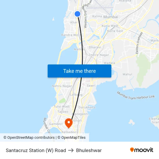 Santacruz Station (W) Road to Bhuleshwar map