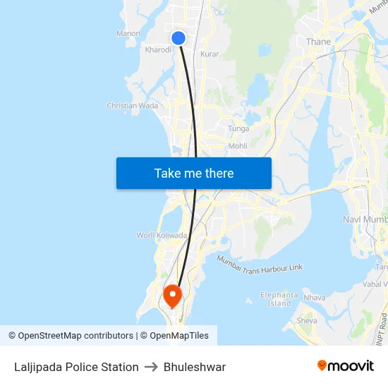 Laljipada Police Station to Bhuleshwar map
