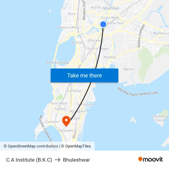 C.A Institute (B.K.C) to Bhuleshwar map