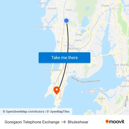 Goregaon Telephone Exchange to Bhuleshwar map