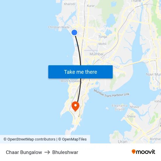 Chaar Bungalow to Bhuleshwar map