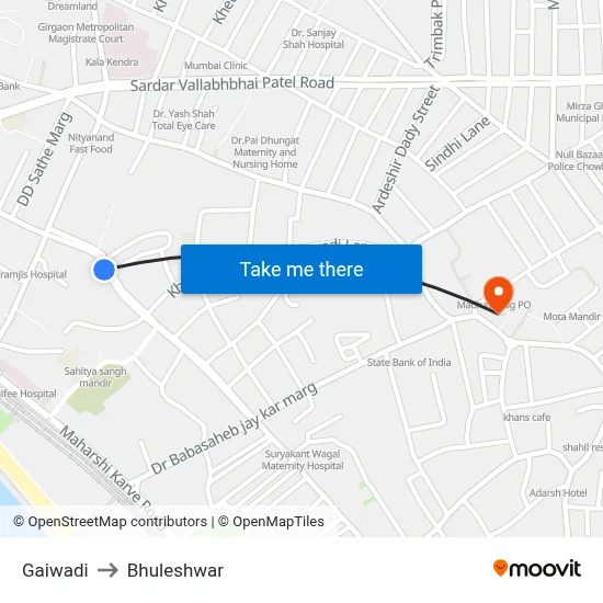Gaiwadi to Bhuleshwar map
