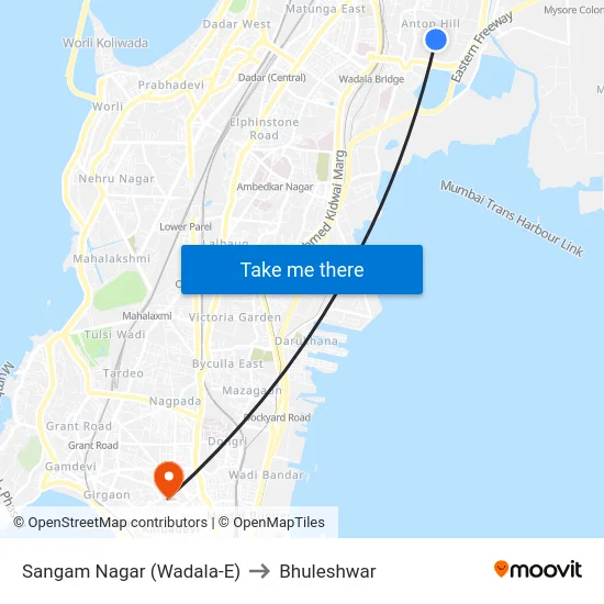 Sangam Nagar (Wadala-E) to Bhuleshwar map