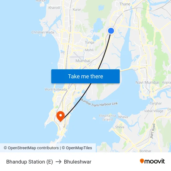 Bhandup Station (E) to Bhuleshwar map