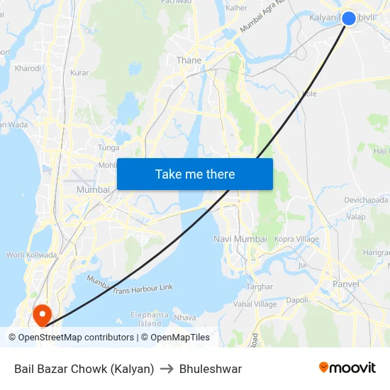 Bail Bazar Chowk (Kalyan) to Bhuleshwar map